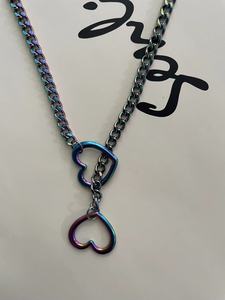 YWXS 2026 Collier chaîne en acier inoxydable en forme de Y, fait main, style punk, chaîne cubaine, collier cœur pour hommes, vente en gros - Product Image 5