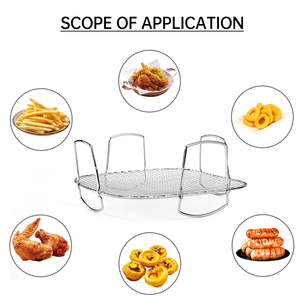 Dubbellaags <span class=keywords><strong>304</strong></span> Roestvrij Staal Vierkant Spiesrek Voor Lucht Friteuse Barbecue Toast & Pizza Bakken, Premium Bbq Metalen Grillmand - Product Image 3