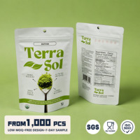 Sachet Doypack en aluminium mat blanc haute barrière avec fermeture zip, étanche, pour poudre de thé vert Matcha, vente en gros