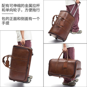 Maleta de Cuero Genuino Dujiang, Gran Capacidad, con Ruedas, Unisex, para Viajes de Negocios, Cierre de Cremallera, Cuero Vacuno de Primera Calidad - Product Image 2