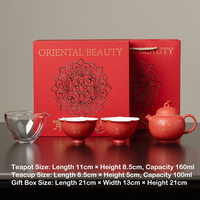 Juego de Té Chino Rojo Kung Fu, 1 Tetera y 2 Tazas con Caja de Regalo, Juego de Té Portátil para Viajes, para el Hogar y Regalos Empresariales