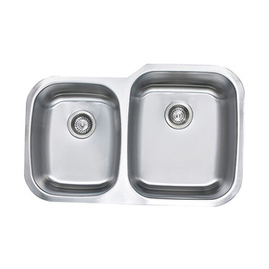 [BAEKJO] EUROPEAN BD813 <b>Deep</b> Drawn Double <b>Bowl</b> Sink with Satin Brushed Look for Stylish Kitchen Interiors - Product Image 1