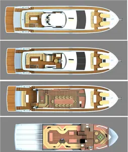 65ft中国船グラスファイバー外皮素材カスタムスーパーヨット高級メガヨット長さ18.86m
