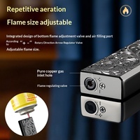 Briquet à gaz classique à double flamme coupe-vent, en métal doré, avec roue d'allumage latérale, alimenté au butane, portable
