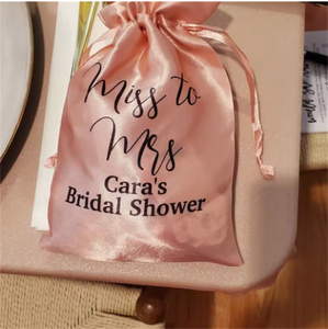 Sac en satin personnalisé avec nom logo date pour bat mitzvah Quinceanera mariage avec cordon de serrage sac cadeau portable rose poussiéreuse - Product Image 5