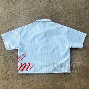 Custom Latest Design Fashion Summer Comfortable 100% Polyester Casual <b>Shirts</b> Short Sleeve Cut and Sew <b>Men</b> <b>Zip</b> <b>up</b> <b>Shirt</b> - Product Image 2