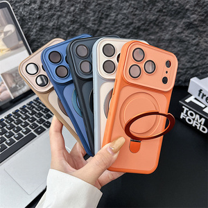 Original Camera frame Glass Magnetic holder Phone case for <b>iPhone</b> 17 16 15 14 Pro Max Frosted <b>stand</b> Converted Bracket Back Cover - Product Image 3