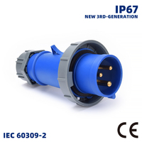 Prise et fiche industrielles IP67 3 broches 16A 220V pour petits équipements de laboratoire.