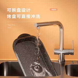 Grill à poisson électrique AUX 6L avec plaque de cuisson plate 1501W-2000W, facile à nettoyer, pour usage domestique - Product Image 1