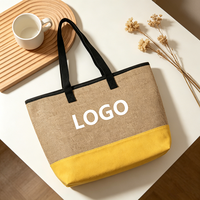 Sacs fourre-tout promotionnels écologiques en toile de jute naturelle pour femmes, grands sacs à bandoulière en toile de jute pour le shopping