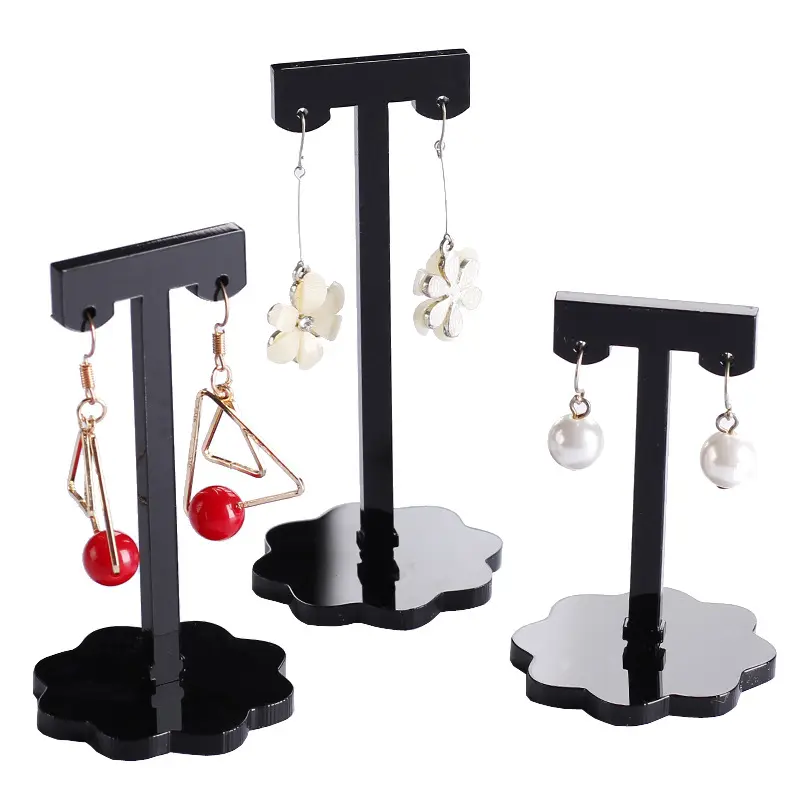 Fancy Custom Retail 3 Stuks In Set Sieraden Oorbel T Bar Organizer Display Houder Acryl Display Staat Voor Oorbellen