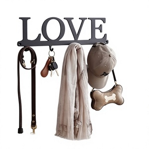 Premium Love Letter Wall Mounted Metal <b>Hooks</b> 5 <b>Hooks</b> Modern Style <b>Coat</b> Rack for Home <b>Decor</b> And Functional Storage Solution - Product Image 2