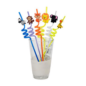 Ventes directes d'usine Animal Park Paille pour enfants de dessin animé créatif et à la mode avec bord PETG matériel accessoires en spirale - Product Image 3
