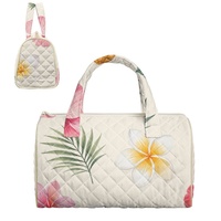 Sac à main brodé personnalisé à imprimé floral Hibiscus Hawaïen et Plumeria Fidjien pour le shopping, les voyages et le quotidien