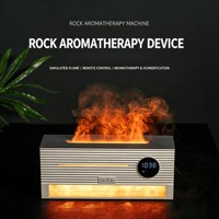 Diffuseur d'arômes à flamme avec horloge, alarme, télécommande, lampe en sel de l'Himalaya, humidificateur ultrasonique 260 ml pour chambre à coucher, décoration intérieure