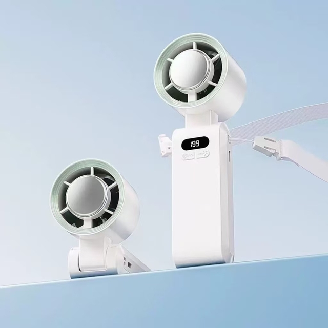 USB Rechargeable Mini Portable Fan with Power Bank Function Foldable Plastic for Household & Outdoor Use Battery Operated