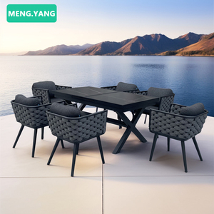 Ngoài Trời Patio Nhà Hàng Đồ Nội Thất Không Thấm Nước Nhôm Ally Vườn Bàn Ăn Và Dệt Sợi Dây Thừng Ghế Đặt Cho Sân Sau - Product Image 1