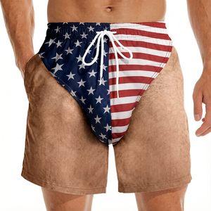 Maillots de bain pour hommes personnalisés, drôles et patriotiques, avec imprimé surf et poches intégrées, pantalon de plage 2-en-1 pour hommes avec attaches - Product Image 1