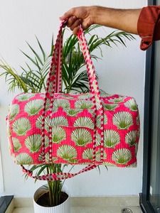 pink Handmade <b>Large</b> Quilted Duffel <b>Bags</b> Quilted Fabric Women Travel <b>Bag</b> Reusable <b>Beach</b> Overnight Duffel <b>Bags</b> - Product Image 4