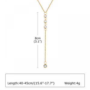 قلادة سلسلة من الفولاذ المقاوم للصدأ مطلية بالذهب ، قلادة أنيقة من الزركون بشراشيب ، مجوهرات قلادات كلاسيكية ساحرة للصيف للنساء - Product Image 5