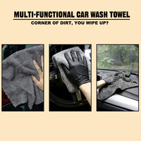 Serviette de nettoyage automobile en microfibre double face à poils longs et courts, absorbante, sans peluches, pour le detailing auto