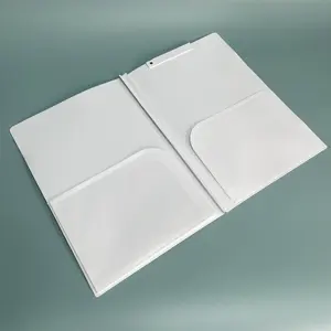 Eco Friendly PP File Folder White A4 Plastic Document Folder With 2 Template Pockets PP Plastic File Binder For Office