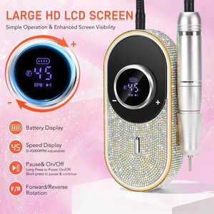 Taladro Eléctrico para Uñas con Incrustaciones de Diamantes de Imitación: 45000 RPM, Recargable, Pantalla LCD HD - Lima de Uñas Profesional de Calidad de Salón - Product Image 2