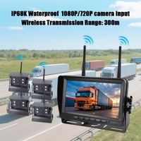 Kit Caméra AHD Sans Fil pour Camion, Système de Surveillance 360° pour Voiture, Moniteur de Recul 7 Pouces pour la Sécurité du Véhicule, DVR Solaire 1080P