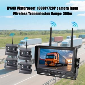 Kit Caméra AHD Sans Fil pour Camion, Système de Surveillance 360° pour <span class=keywords><strong>Voiture</strong></span>, Moniteur de Recul 7 Pouces pour la Sécurité du Véhicule, DVR <span class=keywords><strong>Solaire</strong></span> 1080P - Product Image 6