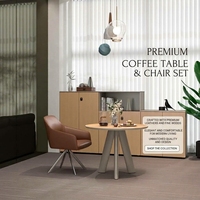 Table basse moderne minimaliste en bois massif durable de luxe avec base sur piédestal pour salon et bureau à domicile