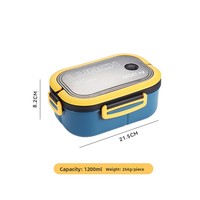 Verstärkte PP-Kunststoff-Lunchbox für Schüler, Zweistufiges Design, Drei Fächer, Mikrowellengeeignet, Frischhaltefunktion, 1200ML, Bürogeeignet