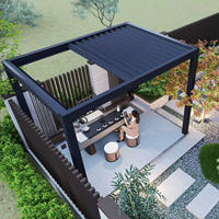 Pergola pliante motorisée en aluminium à fixation murale, système d'auvent rétractable imperméable pour restaurant, café, terrasse, balcon