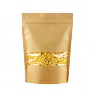Sacs en papier kraft avec fermeture éclair étanches à l'humidité, sachets alimentaires avec fenêtre 16x22cm, pack promotionnel - Product Image 1
