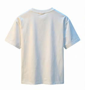 เสื้อยืดคอกลมแขนสั้นสีขาวสำหรับผู้ชาย ผ้าฝ้ายเจอร์ซีย์ถัก 100% ทรงปกติ สไตล์ลำลอง สีพื้น ดีไซน์เรียบง่าย - Product Image 2