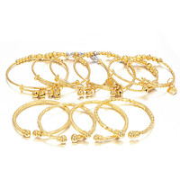 Weihnachten Geschenk Kleine Armreifen Mädchen Baby Harmonie Schöne Gold Überzogene Charme Perlen Armband Glocke Herz Schmuck Kind Party B065
