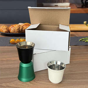 Mug à espresso en acier inoxydable à double paroi personnalisé de 80 ml et 160 ml, tasses <span class=keywords><strong>Nespresso</strong></span>, lot de 2 - Product Image 1