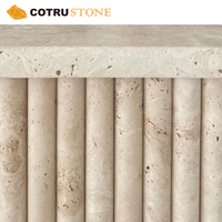 Flûtes en travertin beige de luxe, motif rayé personnalisé, mosaïque en pierre naturelle, décoration murale
