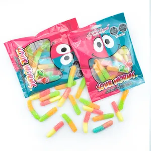 MINICRUSH Candy Custom High Quality Fruit Flavours Chewy Sweet Cartoon Soft Icing Gummy Worm Candy