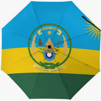 Parapluie entièrement automatique de haute qualité, compact et portable, avec motif du drapeau national du Rwanda, style créatif