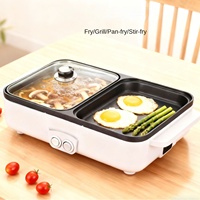 Multifunktionaler Hot-Pot-Grill-Kombi-Kocher Elektrische Grillplatte Doppelfunktions-Antihaftpfanne Haushaltsgrill 1L 1400W Energiesparend