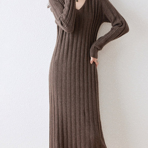 Moda donna con scollo a v a più colori manica lunga aderente attillato Sexy <span class=keywords><strong>lungo</strong></span> <span class=keywords><strong>in</strong></span> <span class=keywords><strong>lana</strong></span> 100% <span class=keywords><strong>lungo</strong></span> Casual Maxi abito maglione Extra morbido - Product Image 3