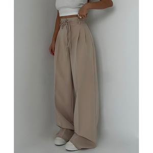 <span class=keywords><strong>Pantaloni</strong></span> lunghi moda Y2k a gamba larga da <span class=keywords><strong>donna</strong></span> eleganti elasticizzati a vita alta a doppia coulisse <span class=keywords><strong>pantaloni</strong></span> <span class=keywords><strong>larghi</strong></span> da ufficio - Product Image 1