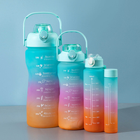 Botol Minum Motivasi 4in1 Laris Manis, Set Botol Air Motivasi 4pcs dengan Pegangan