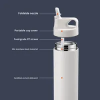 Bouteille d'eau isotherme en acier inoxydable 304 de 500 ml, double paroi sous vide, garde au chaud et au froid 24h, pour les sports de plein air portables