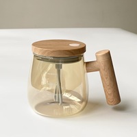 Tasse à café électrique à haute teneur en borosilicate, poignée de stockage en bois pour mélangeur de poudre de protéines de lait de jus