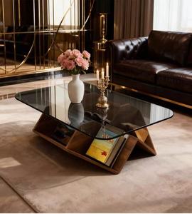Table basse en verre avec rangement pour magazines, table à thé moderne en forme de <span class=keywords><strong>montagne</strong></span> pour salon - Product Image 2