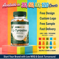 Gummies à la L-Tyrosine pour adultes : soutien cérébral, concentration, mémoire, humeur, relaxation, supplément de soutien cognitif quotidien, sans sucre