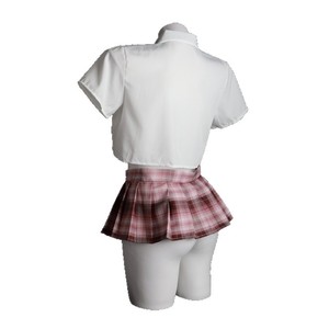 <b>Sexy</b> Schoolgirl JK Uniform <b>Set</b> Short Sleeve White Shirt Plaid Skirt Role Play Women's Outfit - Product Image 4