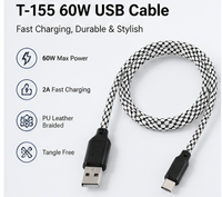 Câble tressé USB-A vers USB-C, transfert de données 480 Mbps, 1 m/1,8 m/3 m, luminescent dans le noir, charge rapide 60 W PD pour ordinateur et iOS
