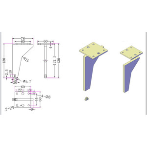 Gambe speciali in metallo a tre pezzi h135 cromate, altezza totale 134 mm. - Product Image 2